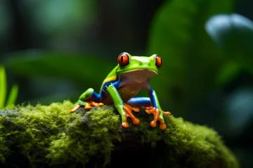 Deurstickers Red-Eyed Tree Frog in a Remote Central American Rainforest  © Jack