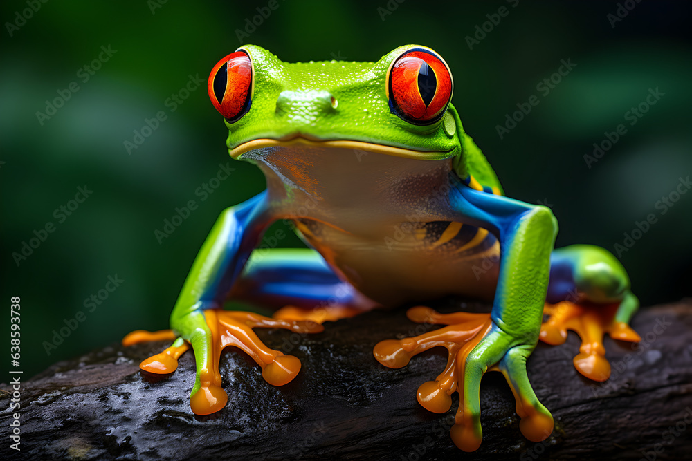 Wall mural a red-eyed tree frog perched on a branch