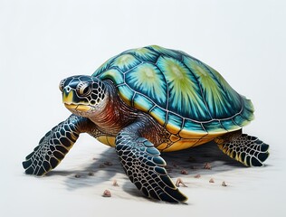 Obraz premium turtle isolated on a white background. 3d render illustration.
