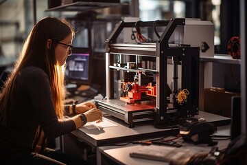 Fototapeta na wymiar person working on a 3d printer