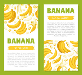 Banana Fruit Banner Design with Yellow Peel Vector Template