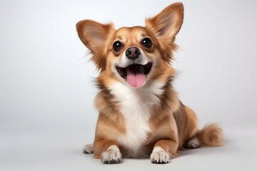 A beautiful adorable dog isolated on white background. Generative AI