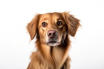 A beautiful adorable dog isolated on white background. Generative AI