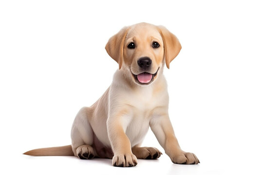 A golden retriever puppy isolated on white background. Generative AI