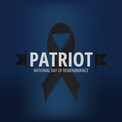 patriot day black ribbon blue background