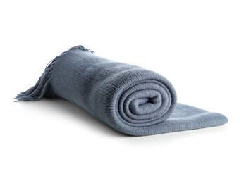 Grey blanket on white background