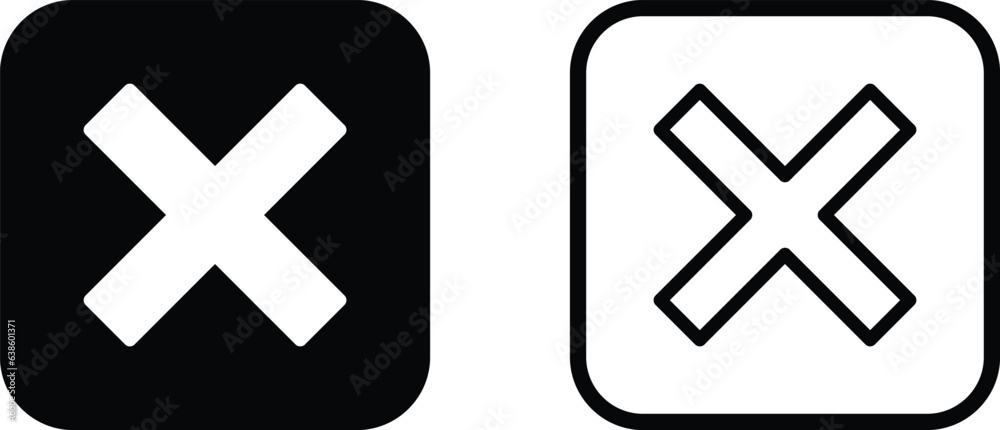 Poster delete icon set vector in two styles isolated on white background
