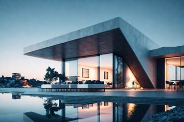 Fototapeta premium Modern minimalist style villa concept. AI generated illustration