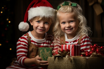 Fototapeta na wymiar Santa's Little Helpers, Assisting with Love and Enthusiasm, family, love, 