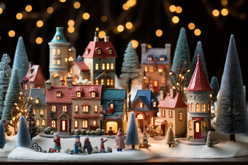 Fototapeta na wymiar Whimsical Christmas Village Characters, Building a Town of Love and Joy, family, love, 