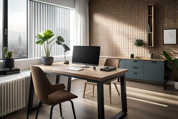 modern office interior with desk