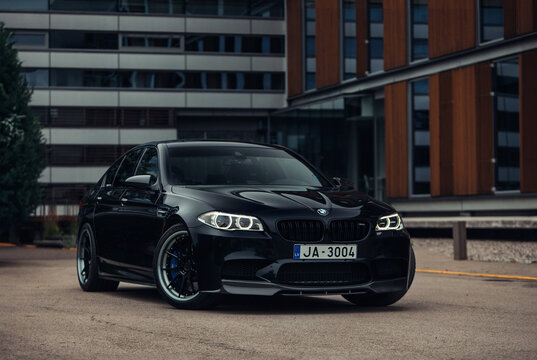 BMW M5 F10 Competition supercar at the parking of modern of modern an