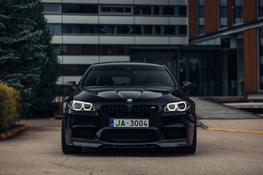 BMW M5 F10 Competition supercar at the parking of modern of modern an