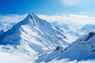 Fototapeta na wymiar Snow-capped mountains with clear sky 