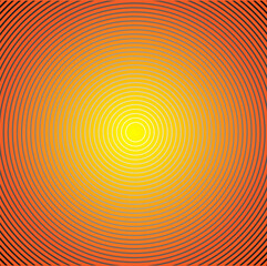 Vector abstract pattern in the form of concentric circles on a yellow and orange background