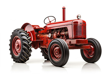 red tractor isolated - obrazy, fototapety, plakaty