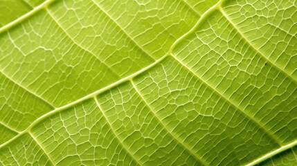 Texture of a green leaf close-up. Beautiful nature backdrop. Illustration for brochure, poster, cover, presentation or banner.