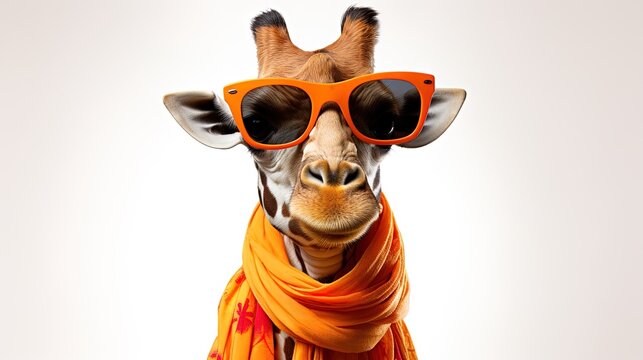 giraffe head with colorful balloons isolated on a white background. generative ai