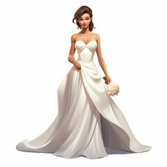 Little Bride in Wedding Dress. Generative ai