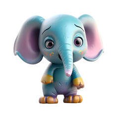 Cartoon elephant with a big smile on his face and blue eyes