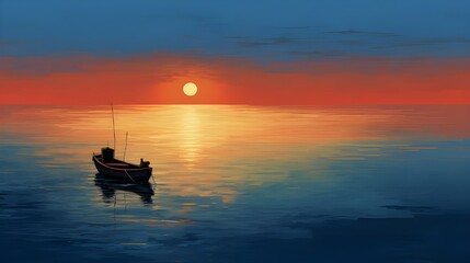 fishing boat at sunset