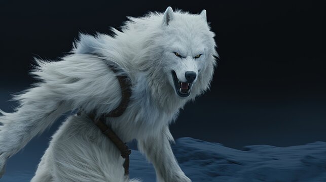 3d illustration of a demon with red eyes in the cloudy sky. generative ai