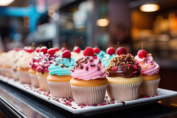 cupcakes with cream and sprinkles