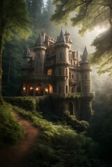photo old castle on deep forest