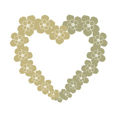 Green heart with flowers isolated on white background. Emoticons symbol modern, simple, printed on paper. icon for website design