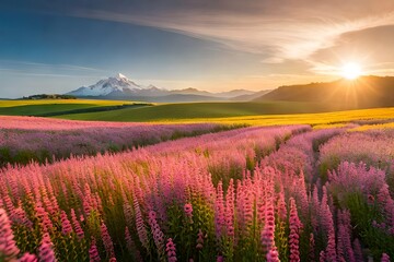 lavender field in the morning