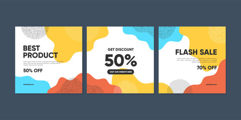 Sale square banner template for social media posts, mobile apps, banners design, web or internet ads. Trendy abstract square template with geometric concept