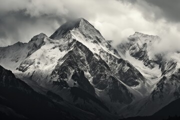 Snow-Capped Peaks of Mountain Range