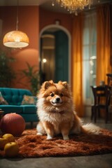 photo cute brown dog at home