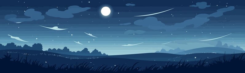 full moon field vector flat minimalistic isolated illustration