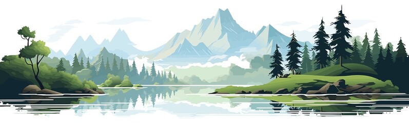 mystical lake vector flat minimalistic isolated illustration
