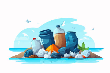 Plastic pollution vector flat minimalistic isolated illustration