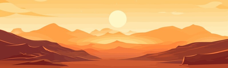 sunset desert vector flat minimalistic isolated illustration