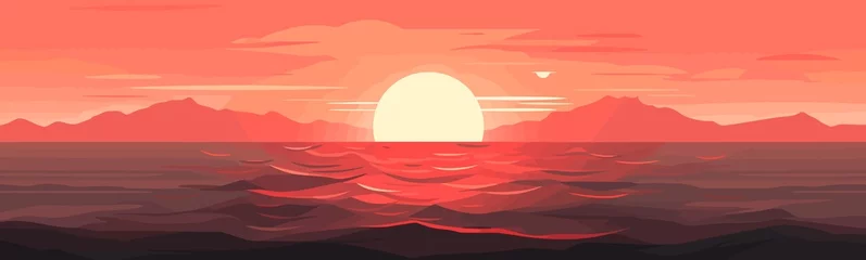 Foto op Plexiglas sunset ocean vector flat minimalistic isolated illustration © Zaharia Levy