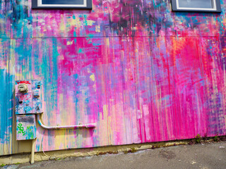 Abstract colors painted on a wall, Eureka California