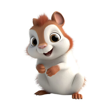 3D Render of a cute squirrel with a smile on his face