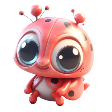 Cute little ladybug cartoon character - 3D Rendered Illustration