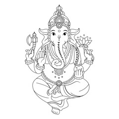 vector diwali cute god ganesha illustration isolated