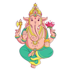 vector diwali cute god ganesha illustration isolated