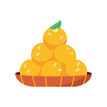 vector diwali cute laddu food illustration isolated