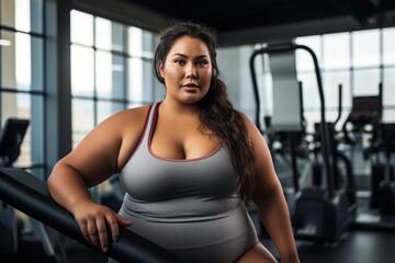 Fototapeta na wymiar Plus size woman at gym.