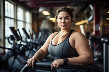Fototapeta premium Plus size woman at gym.