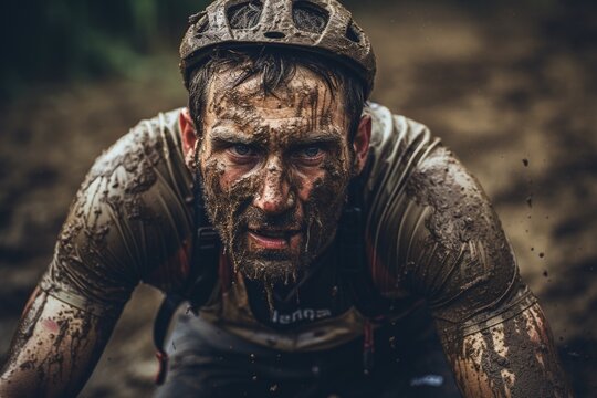 A cyclist in the mud.
