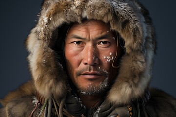 Portrait of native Alaskan eskimo man.