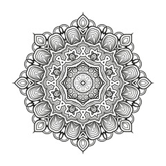 Mandala Art for coloring book. Clean Decorative round ornament. Oriental pattern, Vector illustration Coloring book page. Circular pattern in form of mandala for Henna, Mehndi, tattoo, decoration.