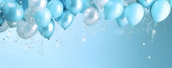 Gordijnen Festive sweet blue balloons background banner celebration theme © Orkidia